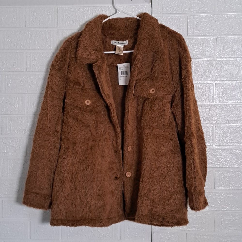 Cotton Emporium Fuzzy Front Pockets Shirt Jacket Shacket - Picture 10 of 10
